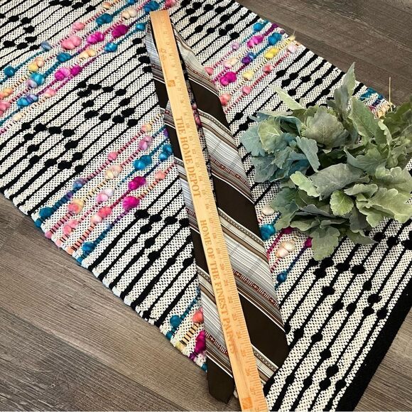 Prince Bellini Vintage Italian Styled Brown Tan Red Rust Striped Polyester Tie - Picture 3 of 5